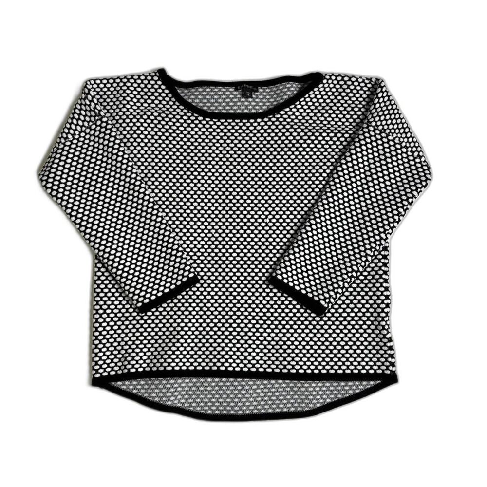 Y2K Express Structured Polka Dot Long Sleeve Sweater with Black trim | SMALL